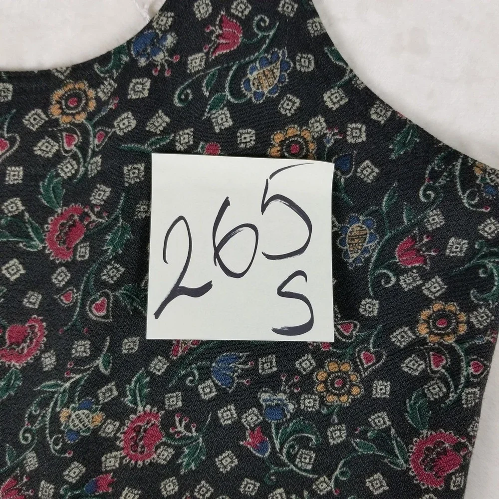 Woolrich Midi Dress Womens Medium Black Floral Tapestry Sleeveless 4368
